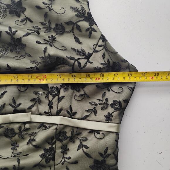 VTG Alfred Angelo Formal Top Green Sage and Black Floral Lace Overlay M? - Picture 5 of 8